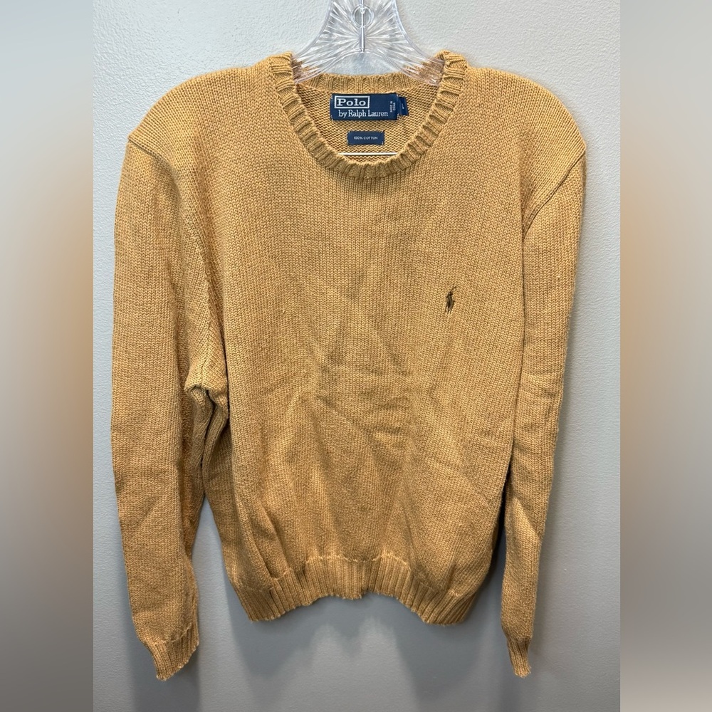 Polo Ralph Lauren Tan/Brown Cotton Crewneck‎ Sweater Size Large